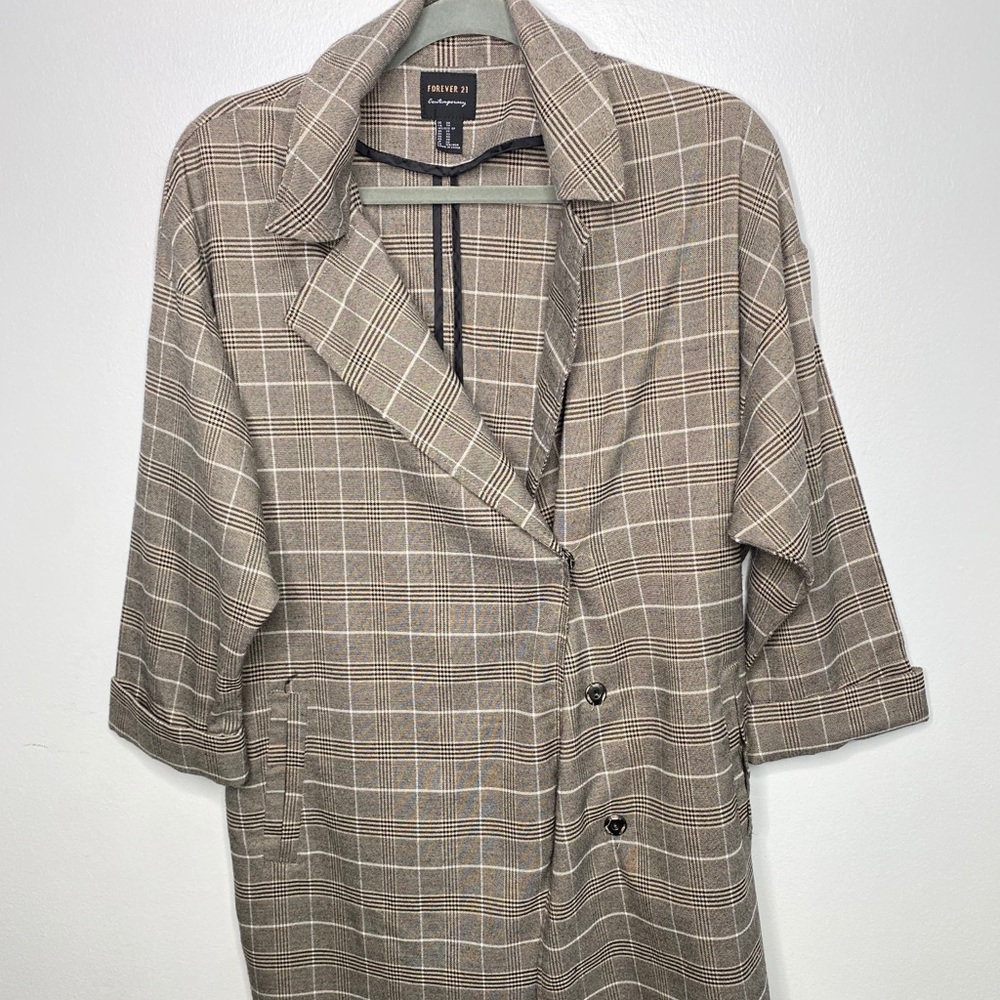 Forever 21 long brown coat | size: xs |